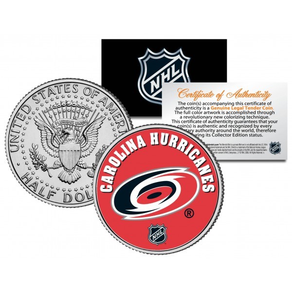 Merrick Mint CAROLINA HURRICANES NHL Hockey JFK Kennedy Half Dollar americká mince - oficiálně licencovaná
