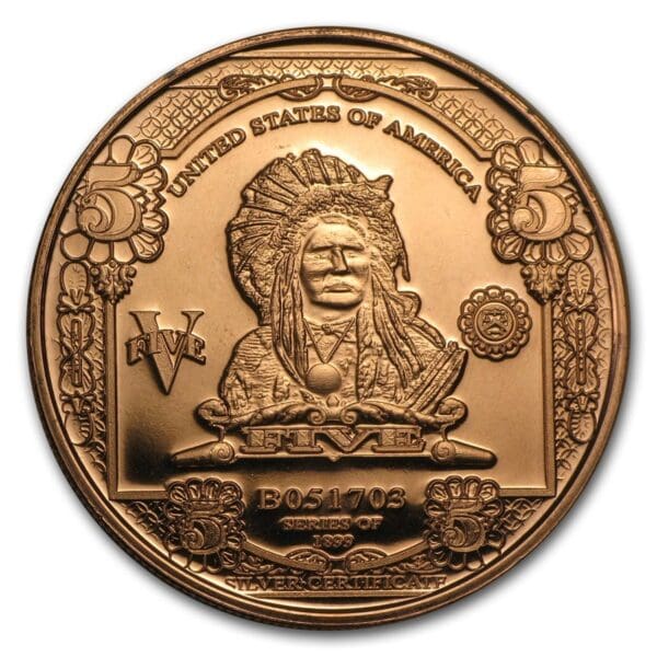 1 oz Měděná mince - 5,00 dolarů Indian