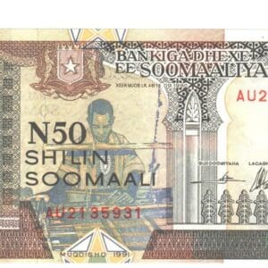 1990, 1991 Somálsko 50 Shilin bankovka