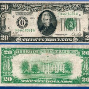 1928A $20 FRN Atlanta číselná pečeť, vyměnitelná ve zlatě