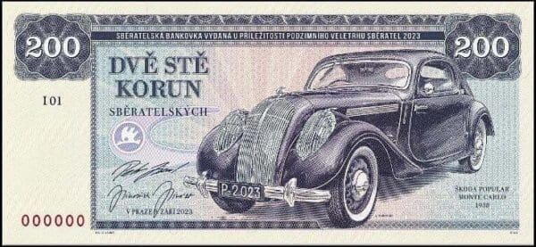 200 korun, Škoda Popular Monte Carlo 1938