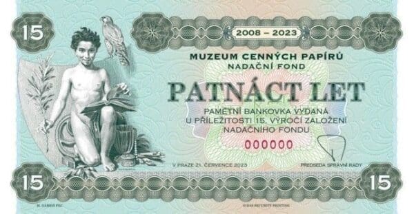 Pamětní bankovka 15 let výročí nadačního fondu