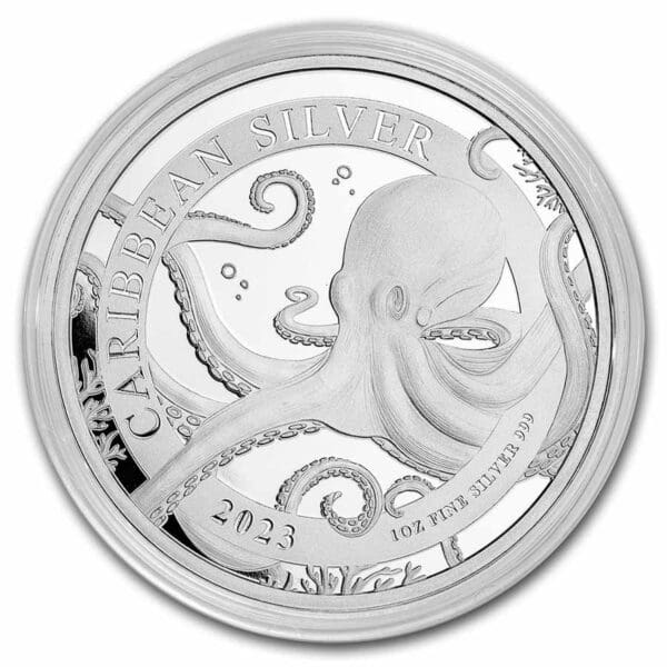 9Fine Mint Caribbean Octopus BU 1 Oz 2023 Barbados
