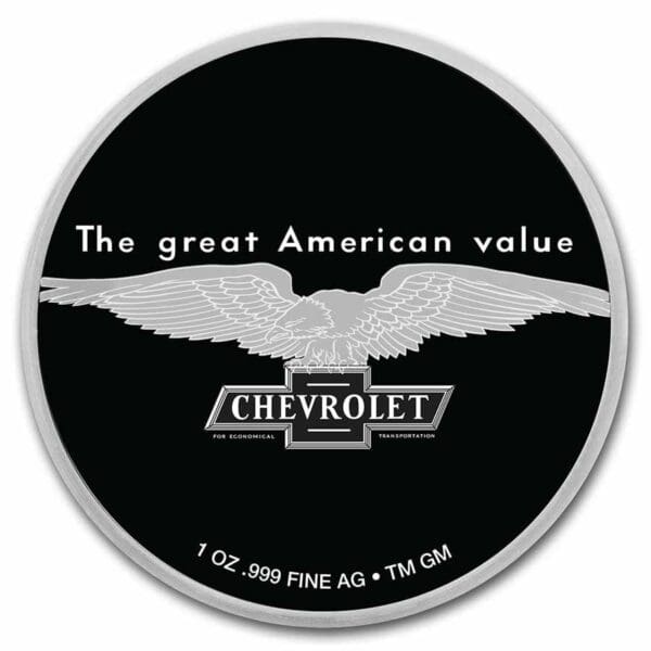 Stříbrná mince Chevrolet Service neonový nápis 1 Oz Colorized USA - Image 4