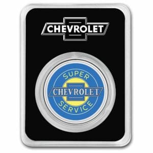 Stříbrná mince Chevrolet Service neonový nápis 1 Oz Colorized USA