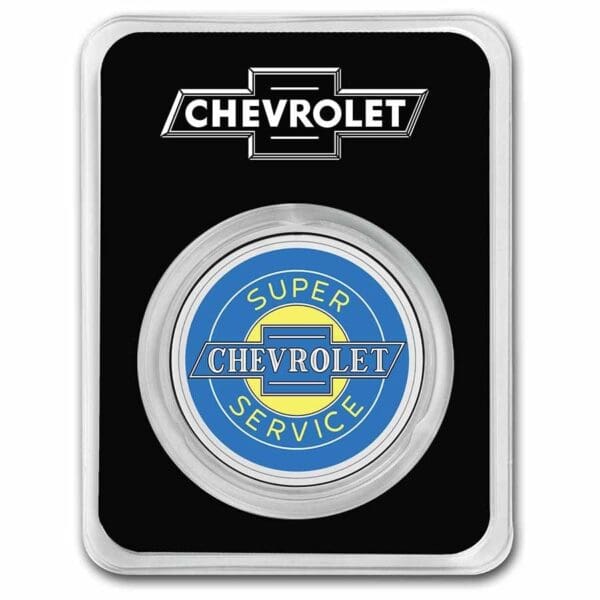 Stříbrná mince Chevrolet Service neonový nápis 1 Oz Colorized USA