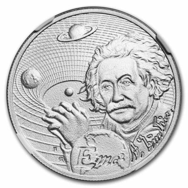 9Fine Mint Einstein MS-70 NGC 1 Oz 2022 Niue - Image 2
