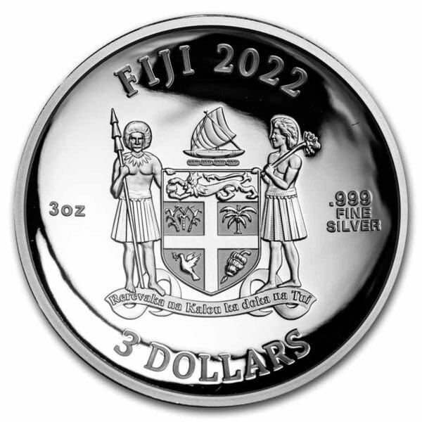 9Fine Mint Mince Modrá zemně koule ve tvaru stříbrné mince Proof 3 oz 2022 - Image 2