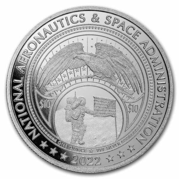Stříbrná mince NASA Retro Worm 1 oz 10 $ 2022 USA - Image 3
