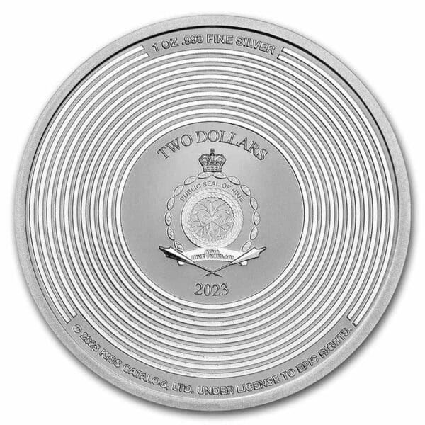 9Fine Mint Stříbrná mince 50. výročí KISS 1 Oz $ 2 2023 Niue - Image 2