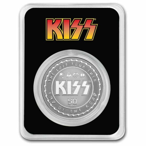 9Fine Mint Stříbrná mince  KISS 50. výročí BU v TEP $ 2 2023 Niue 1 oz