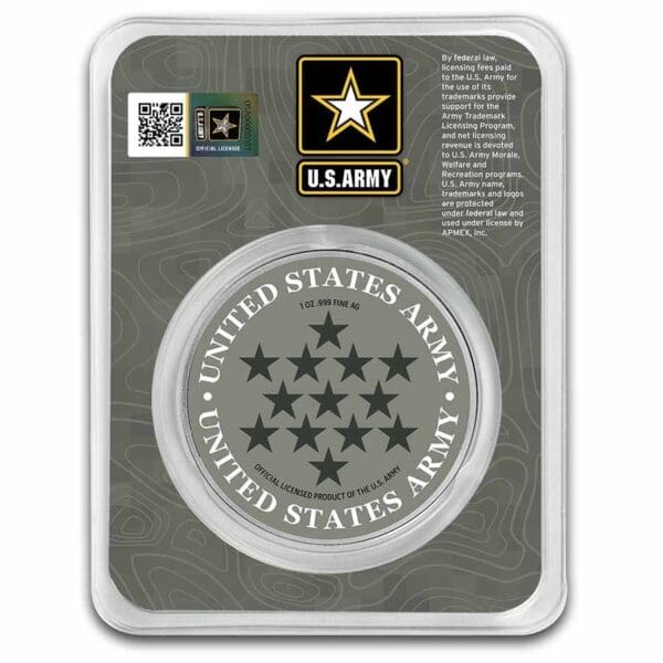 9Fine Mint Stříbrná mince U.S. Army Logo ACU 1 Oz USA TEP - Image 2