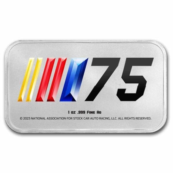 9Fine Mint Stříbrný barevný slitek NASCAR 1 Oz TEP - Image 3