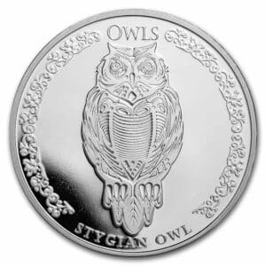 9Fine Mint Stygian Owl BU Sova 2024 Čadská republika 1 oz