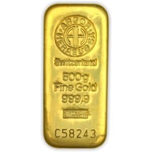 Investiční zlatý slitek 500g Argor Heraeus SA Švýcarsko