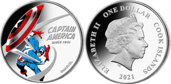 Cook Islands CAPTAIN AMERICA 80TH ANNIVERSARY MARVEL –  1 OZ - Image 2