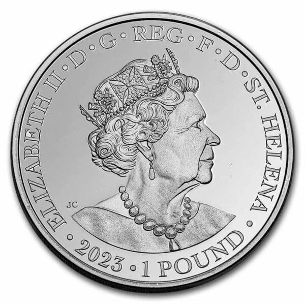 East India Company Stříbrná mince Anděl štěstí 1 Oz 1 £ 2023 Svatá Helena Proof - Image 2