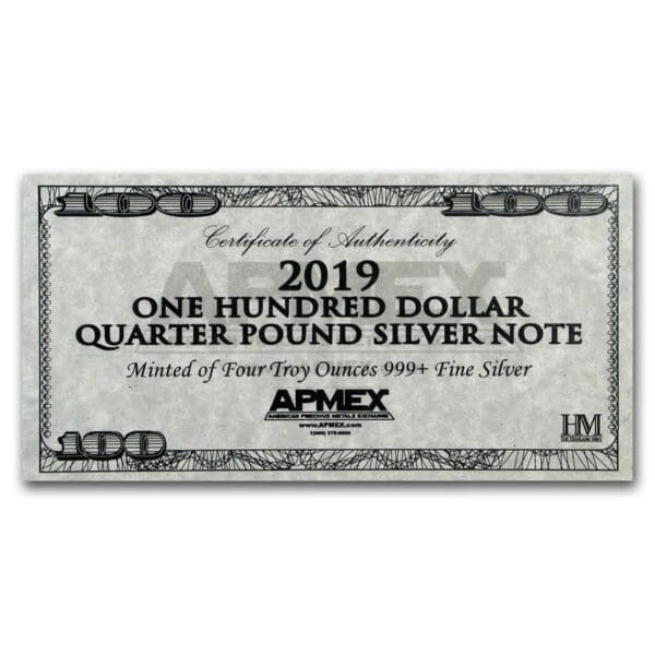 Highland Mint Stříbrný medaile 4 oz - náhodný rok 100 $  (w / Box & COA) - Image 4