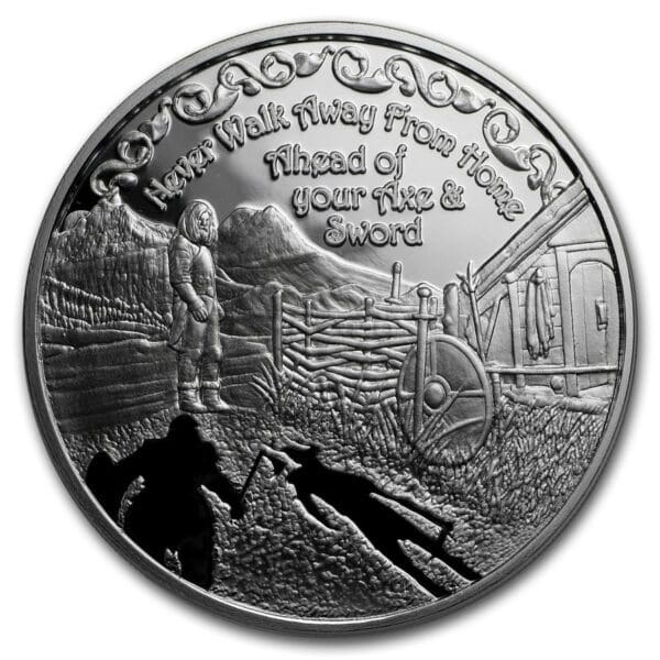 Mince-1 oz  Proof - Vikingové  (Ax & Sword ) - Image 2