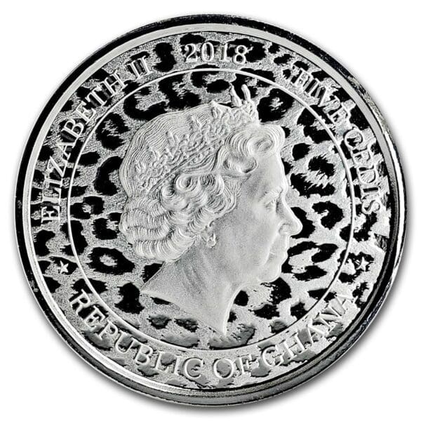 Mince - 1 oz Stříbrná mince 2018 Republika Ghana  5 Cedi African Leopard BU - Image 2