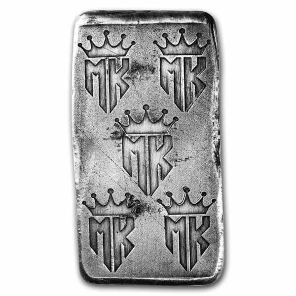 MK Barz and Bullion 10 oz ručně litý stříbrný slitek - bitcoin - Image 2