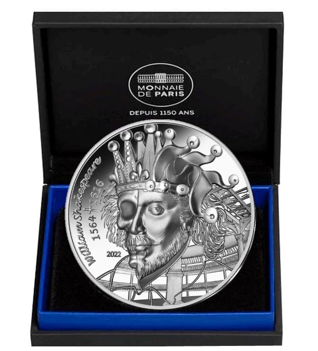 Stříbrná mince Shakespeare 1 oz 20 EUR 2022 Francie - Obrázek 3