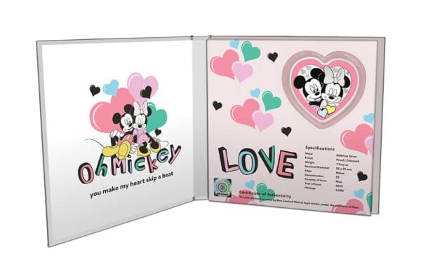 New Zealand Mint Stříbrná mince Disney LOVE 2 $ NZD 1 Oz Niue 2023 - Image 3