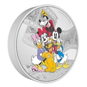 Stříbrná mince Mickey Mouse a přátelé 3 Oz 10 NZ$ 2023 Niue Proof Colorized