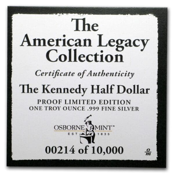 Osborne Mint Americký Legendy : JFK 1 oz - Image 4