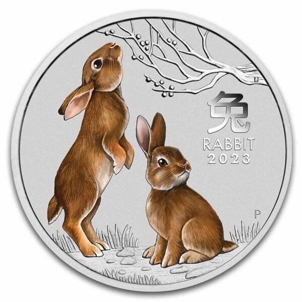 Perth Mint Lunar Rabbit BU (Colorized, SIII) Králík 2023 Austrálie 2 oz