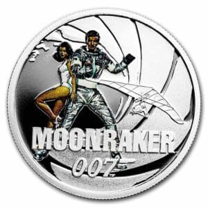 Stříbrná mince 007 James Bond Movie Moonraker 1/2 oz 50 cents 2021  Tuvalu Colorized