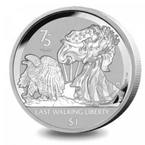 Stříbrná Mince 75. výročí Last Walking Liberty Half Dollar 1 Oz 2022 Anglie
