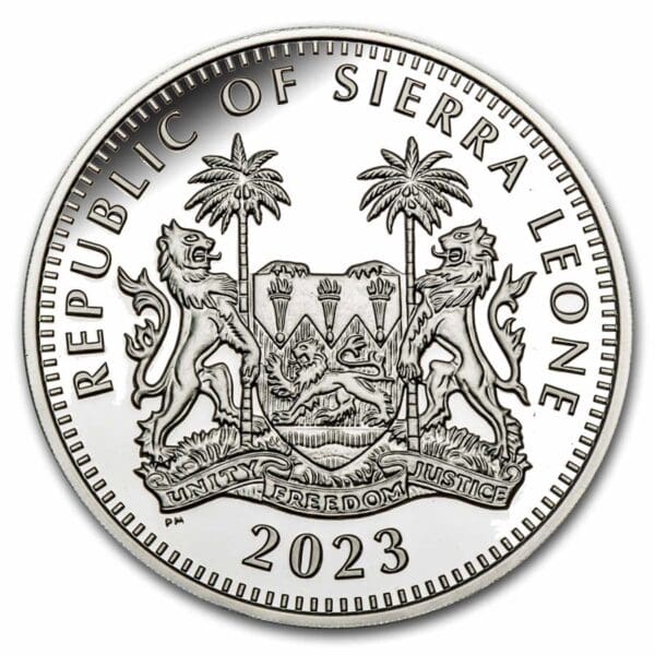 Pobjoy Mint Sierra Leone 2 oz stříbrní egyptské bohové: Anubis (barevný) 2023 GB BU - Image 2