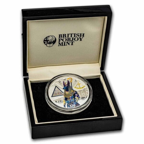 Pobjoy Mint Sierra Leone 2 oz stříbrní egyptské bohové: Anubis (barevný) 2023 GB BU - Image 3
