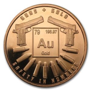 Private Mint Měděná mince Guns and Gold (zbraně a zlato) 1 Oz