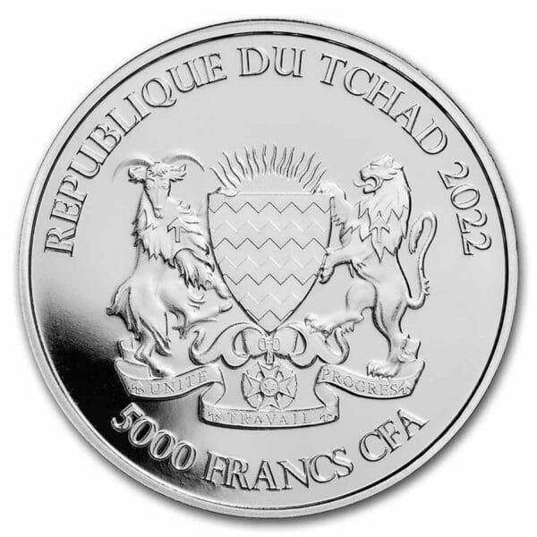 Stříbrná mince Mandala Crocodile (Krokodýl) 1 Oz 5000 Francs (franků) 2022 Čadská republika - Image 2
