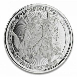 Stříbrná mince Momotaro a démon poražený ve stylu Ukiyoe 1 oz 2020 Samoa