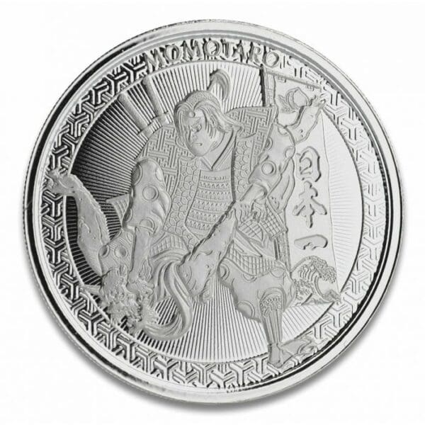 Stříbrná mince Momotaro a démon poražený ve stylu Ukiyoe 1 oz 2020 Samoa