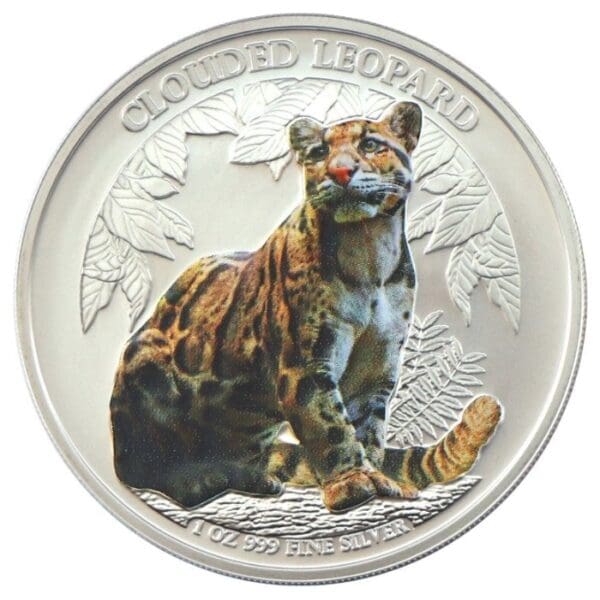 Stříbrna Mince Wildlife: Clouded Leopard 1 Oz Colorized BU 2023 Kambodža