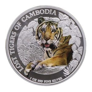 Stříbrná Mince Lost tigers z Kambodže 1 oz 2023 Colorized USA