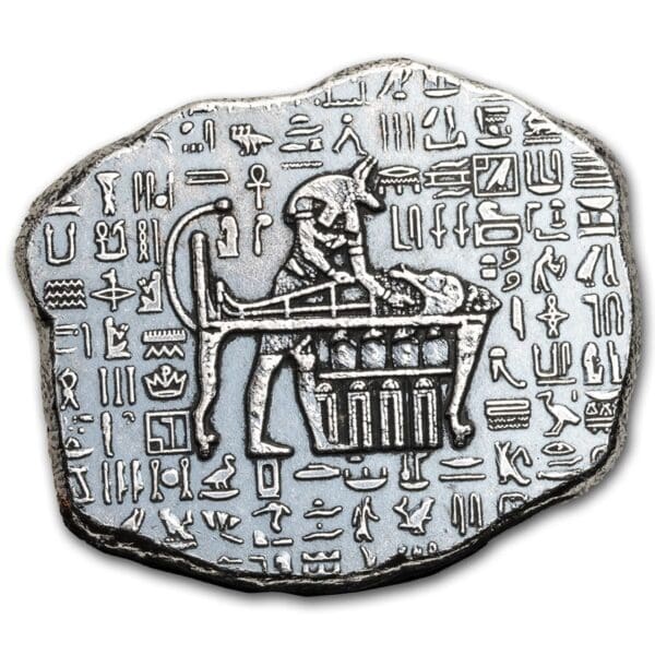 Private Mint ručně litý stříbrný slitek - Anubis 1 Oz