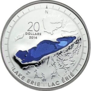 Stříbrná mince Erijské jezero 31,10 g 20 CAD 2014 Kanada