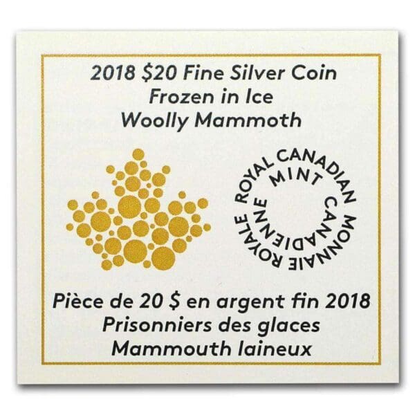 Royal Canadian Mint Mince 2018 Kanada 1 oz Mamut srstnatý - Image 5