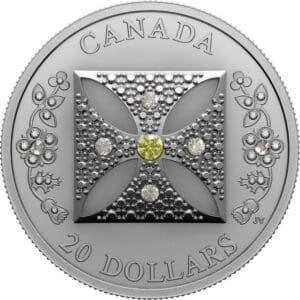 Stříbrná mince diamantový diadém královny Alžběty II 1 oz $20 2022 Kanada