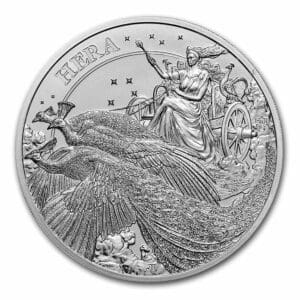 Stříbrná mince Bohyně Héra a páv 1 Oz 2022 Velká Británie