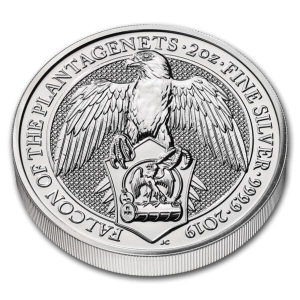 Royal Mint Investiční stříbrná mince 5 Pounds The Falcon of The Plantagenets 2oz 2019 - Image 3