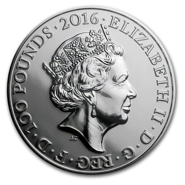 Royal Mint Mince -2016 Velká Británie Stříbrná 100 GBP za 100 GBP Trafalgarské náměst - Image 2