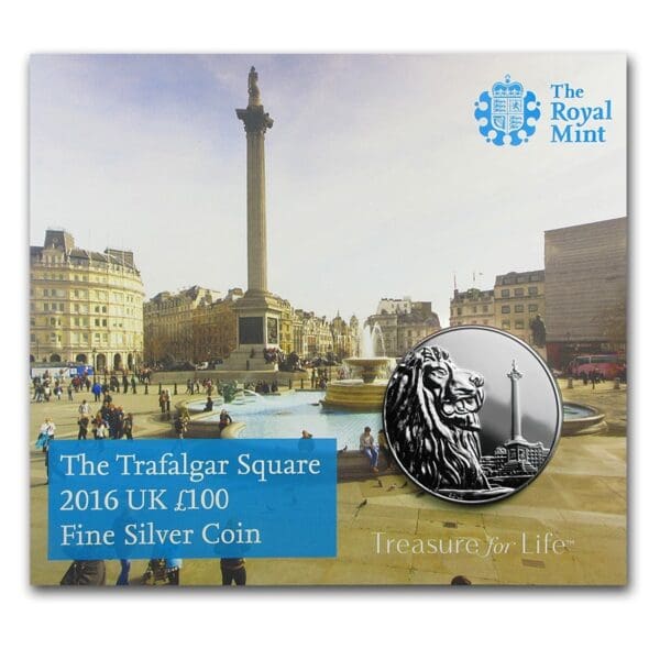 Royal Mint Mince -2016 Velká Británie Stříbrná 100 GBP za 100 GBP Trafalgarské náměst - Image 3