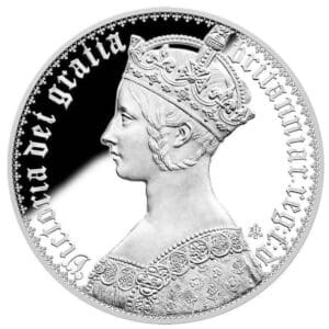 Stříbrná mince Victora Gothic Crown 1 Oz 1 £ 2022 Velká Británie