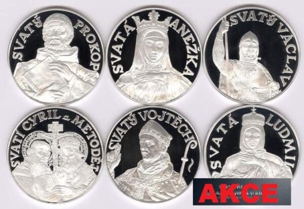 Sada 6 stříbrných medailí Čeští svatí 2000 Proof - Image 3